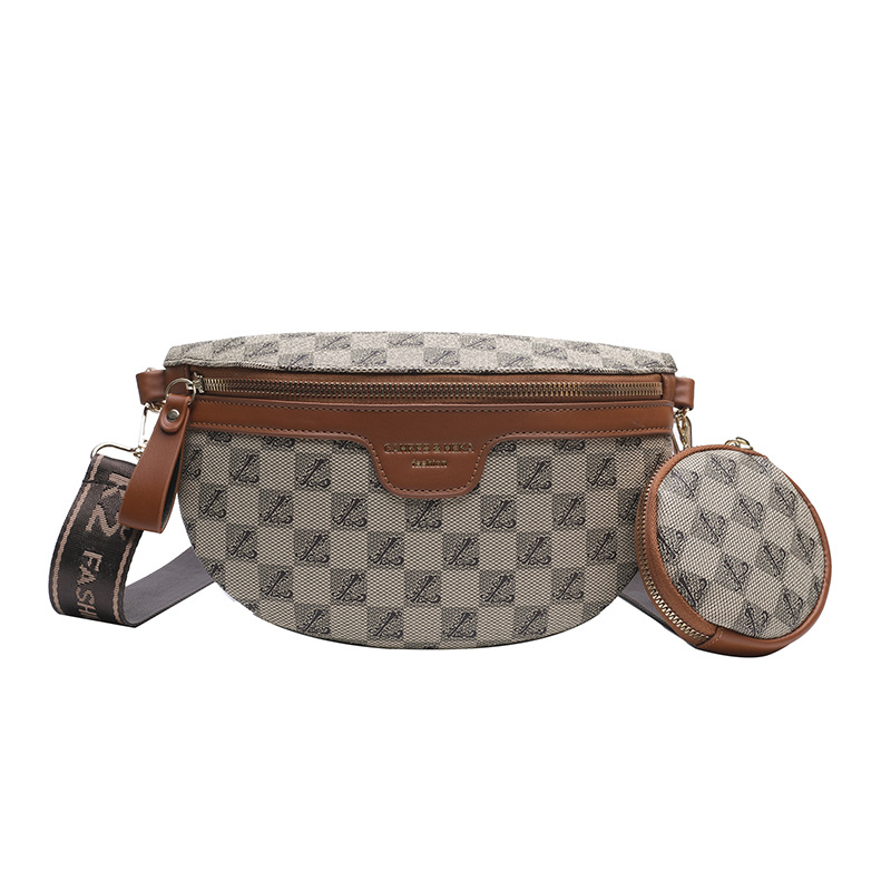 Bolso femenino 2025 transfronterizo nuevo estilo coreano moda moda a cuadros bolsa de pecho riñonera bolsa de mensajero de un solo hombro de alta gama de nicho