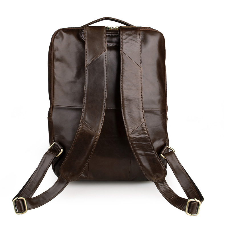 JIAMEDA 빈티지 가죽 배낭 남성용 왁스 가죽 대용량 15.6 인치 컴퓨터 백팩 COWHIDE 학생 SCHOOLBAG