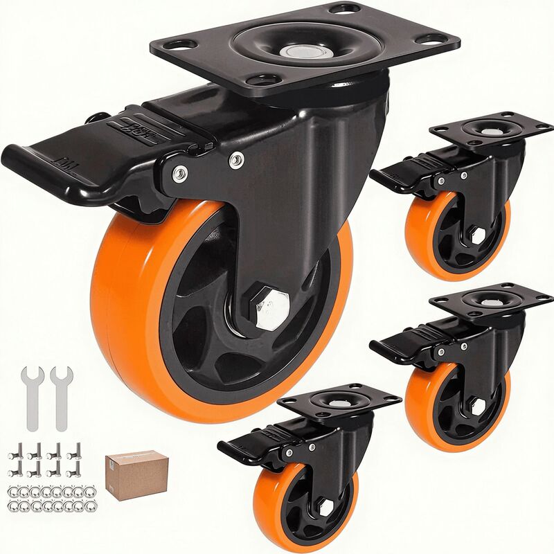 Cross-Border Orange Floral Caster Wheels 345-Inch Swivel Wheels with Brake Trolley Casters Furniture Shelf Set Wheels Cross-Border Orange Floral Caster Wheels 345-Inch Swivel Wheels with Brake Trolley Casters Furniture Shelf Set Wheels