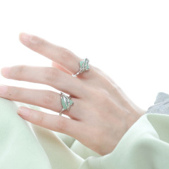 新中式國潮冷淡風小眾設計開口戒指玉石高級個性ins指環氣質輕奢