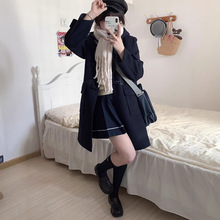 冬季2024新款JK校供毛呢外套秋冬新款中长款学院风百搭牛角扣大衣