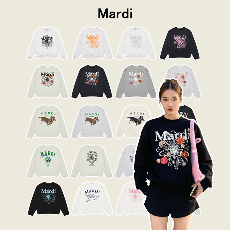 In-Stock Korean Trendy Brand Mardi Sweatshirt for Women, Daisy 24 New Printed Round Neck Top, One-Piece Drop Shipping