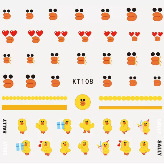 兔子指甲贴 跨境电商美甲饰品儿童卡通青蛙兔子指甲贴 KT106-125