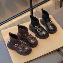 韩版女童马丁靴2025秋冬季新款加绒棉靴儿童洋气百搭女孩皮鞋短靴