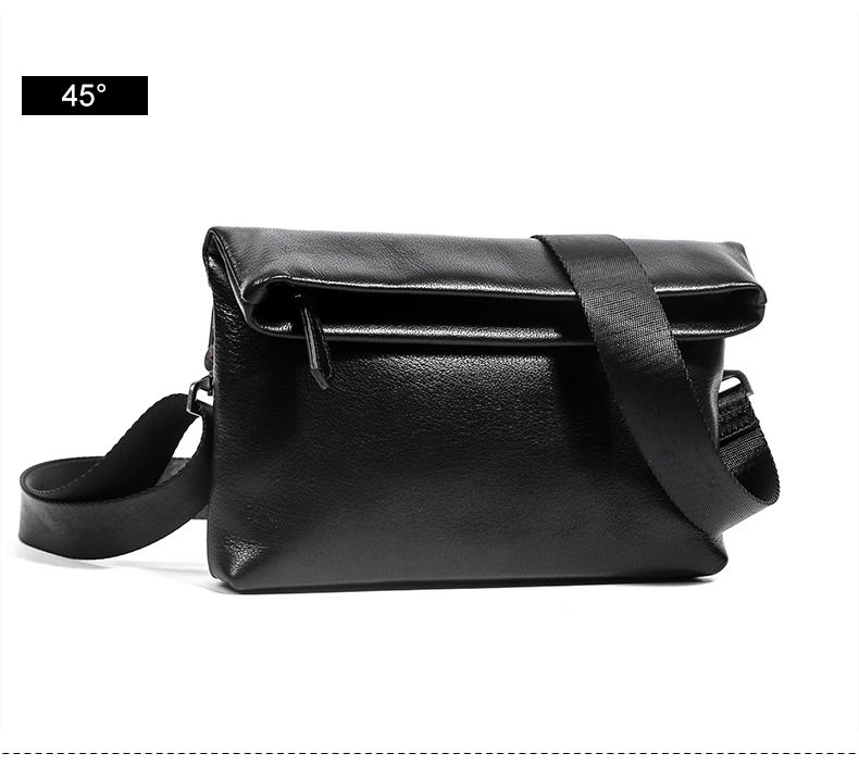 Túi đeo chéo nam da bò thật Malute mềm mại, kiêm túi clutch cầm tay, chống thấm nước — Màu đen chi tiết 23