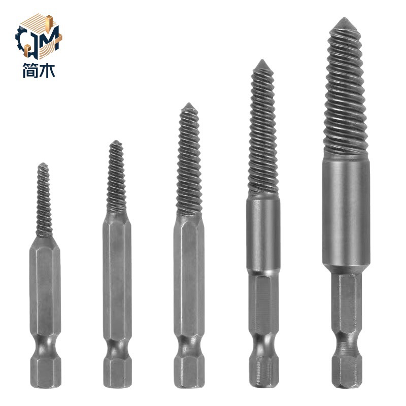 Electric 5-Piece Fine/Coarse Thread Broken Wire Extractor Set for 1/2 Inch and 3/4 Inch Water Pipes, Compatible with Electric Drill Hex Shank Electric 5-Piece Fine/Coarse Thread Broken Wire Extractor Set for 1/2 Inch and 3/4 Inch Water Pipes, Compatible with Electric Drill Hex Shank