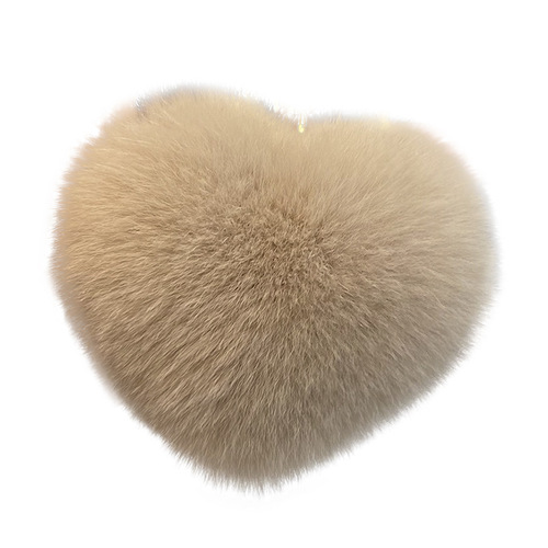 Real Otter Rabbit Plush Heart Car Keychain Pendant Cute Fuzzy Ball Bag Charm Heart Birthday Gift for Girls