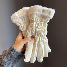 冬天保暖加绒加厚 ins韩版秋冬学生骑车用防寒触屏可爱滑雪手套女