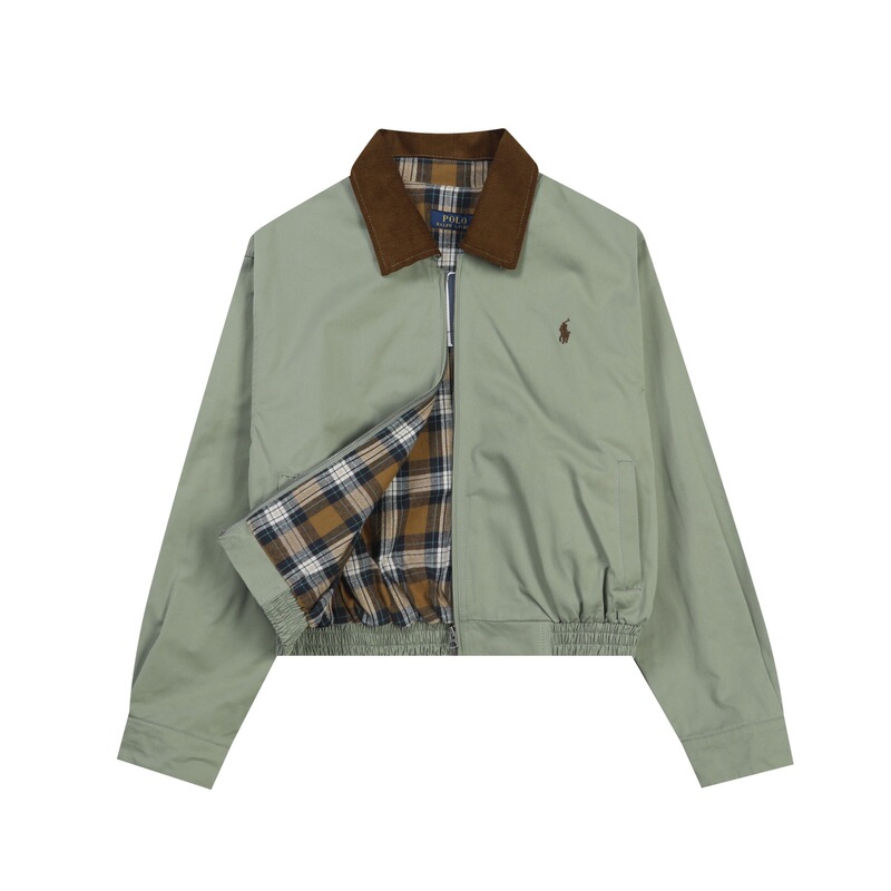 跨境RALPH LAUREN拉夫劳伦小马刺绣校园风翻领夹克美式复古外套|undefined