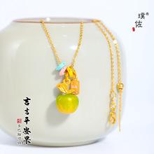 璞佐强保色沙金珐琅彩平安果小圆圈项链苹果吊坠小众设计感锁骨链