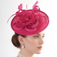 欧美创意蝴蝶结头花进口麻纱个性新娘婚礼宴会舞会羽毛头饰批发