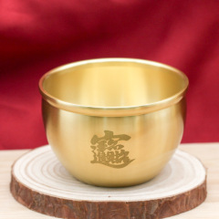 百福缸黃銅米缸工藝品聚寶盆招財桌面擺件銅擺件銅缸批發支持一件