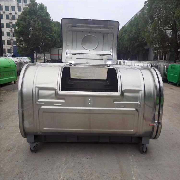 现货批发3方烤漆垃圾箱加厚车载四轮移动不锈钢垃圾箱厂家直销