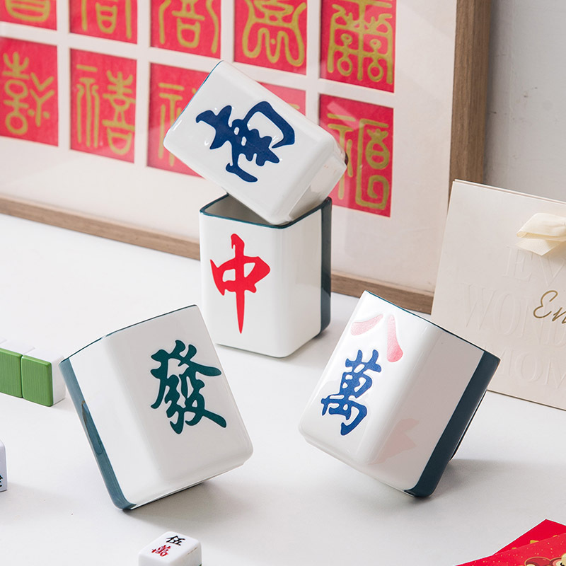 A generation of good luck and fortune mahjong ceramic cup personality creative national dynasty mug hand gift home coffee cup