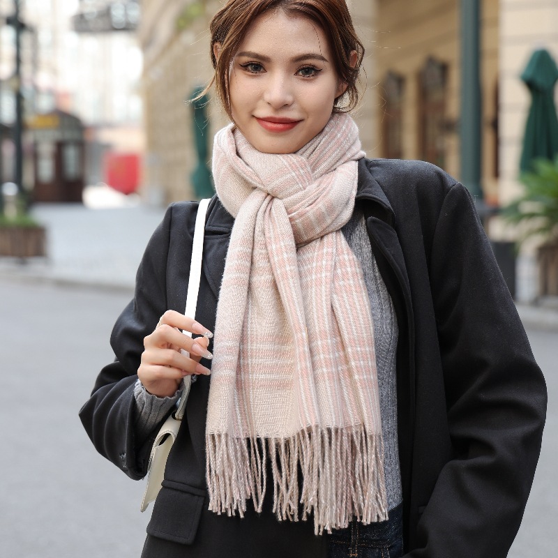 Scarf for Women, Winter Korean Style 2023 New Model, Imitation Cashmere Plaid, Thickened Shawl, Warm, Wholesale, Cold-Proof