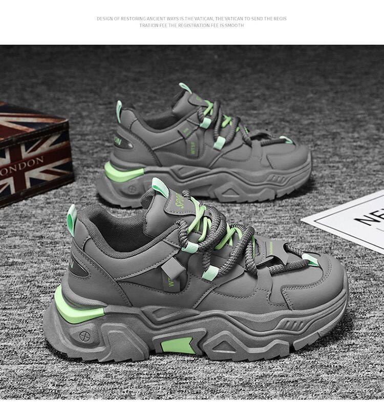 Giày thể thao nam sneaker thoáng khí tăng chiều cao, đế cao su gót thấp 1-3 cm — C118 màu trắng, C118 màu xám chi tiết 17