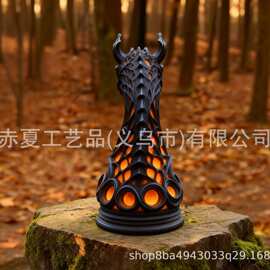 跨境龙首造型镂空发光摆件 暗黑奇幻风装饰灯