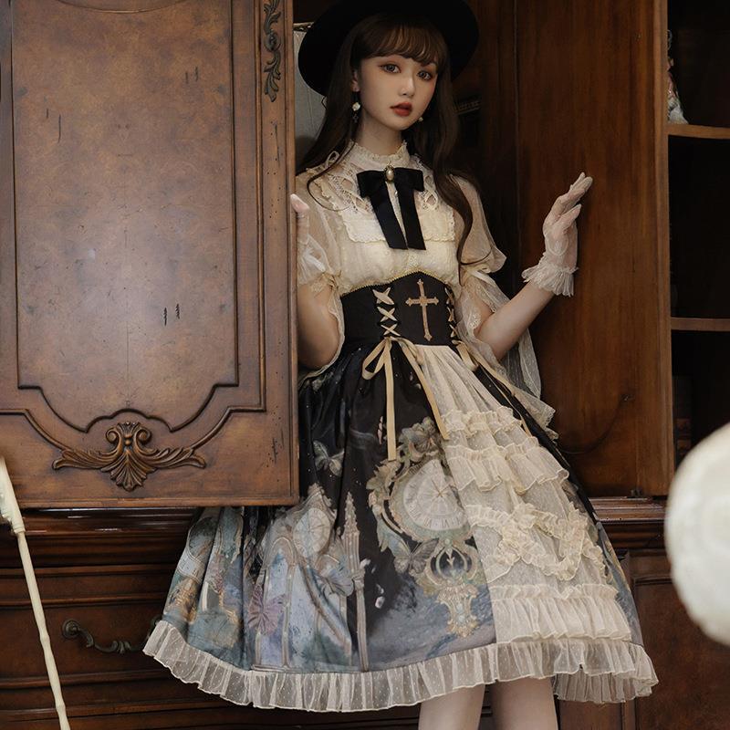 オリジナルデザイン蝶时计opロリータサスペンダードレス日常可爱いlolita甘いドレス6616|undefined
