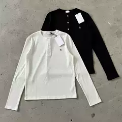 IMC Trend Pick 2025 Embroidered Small Letter Chest Logo Oversized Crew Neck Long Sleeve Pullover Women's Top