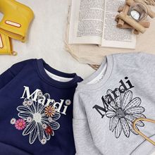 新款秋冬儿童小雏菊印花圆领卫衣女童加绒上衣宝宝套衫韩版现货