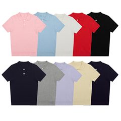 522 レディース 新品 LF 刺繍 スモールラベル ラペル 2つボタン ツイスト半袖 スリムフィット 万能スリムニット半袖