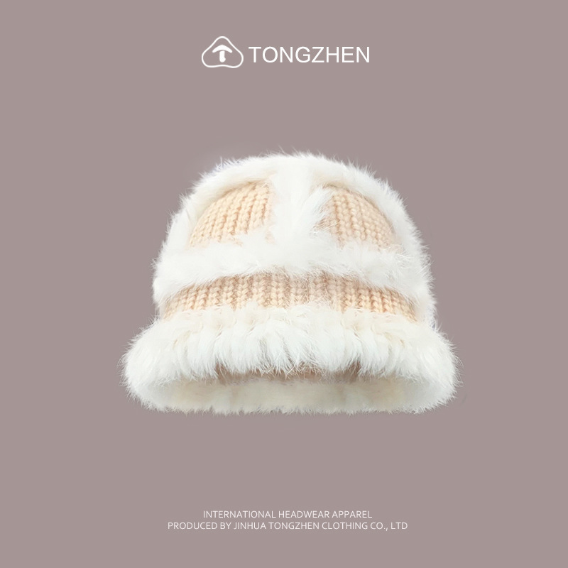 China-Chic Kaninchenhaar Löwe Erwachen Niedlicher Plüsch-Tigerkopf für Kinder, chinesische gestrickte Fischermütze im Winter_voghion.com