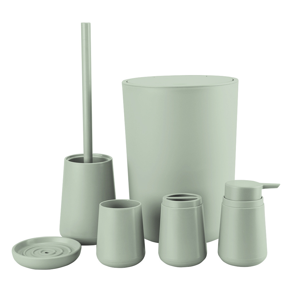 Color sólido nuevo baño de plástico suministros de seis piezas conjunto enjuague bucal cepillo titular caja de jabón Baño de almacenamiento traje de baño