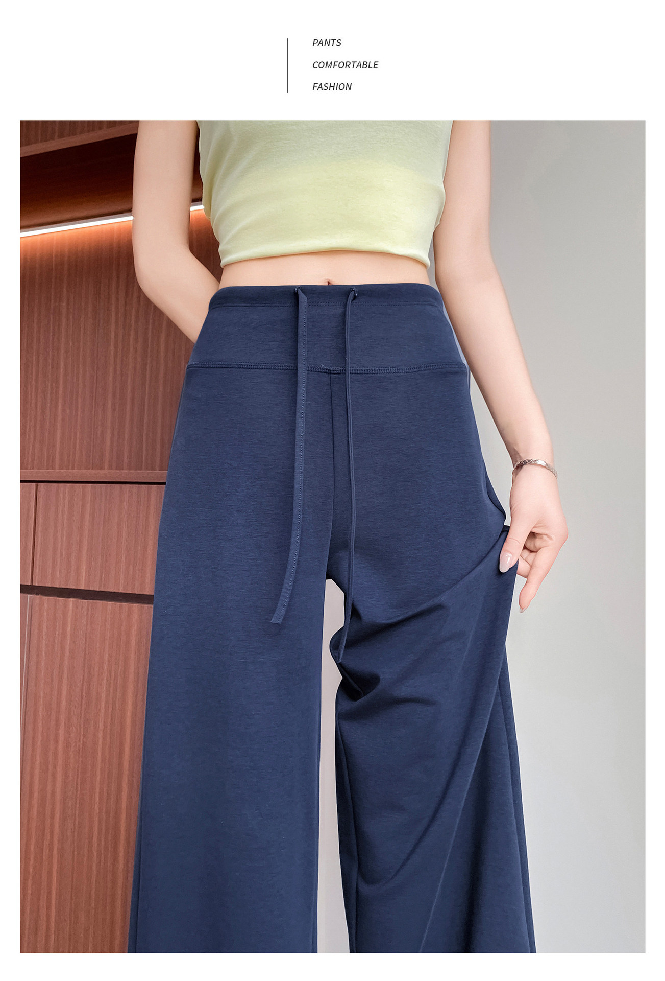 Quần legging yoga nữ cạp cao ống suông chất liệu lụa băng mát mẻ — Màu trắng gạo - Extended chi tiết 30