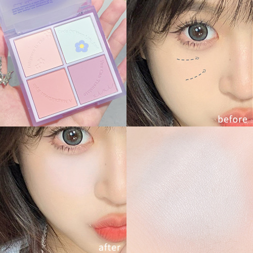 xixi Go to Sunset four-color blush to brighten and repair the vitality of girls. Daily whitening peach matte blush and rouge.