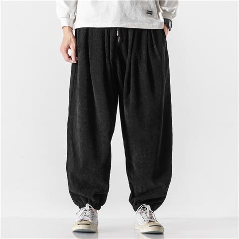 Pantalones casuales de pana de estilo chino para hombres, pantalones sueltos y gordos de talla grande, pantalones de pierna ancha de marca de moda para hombres