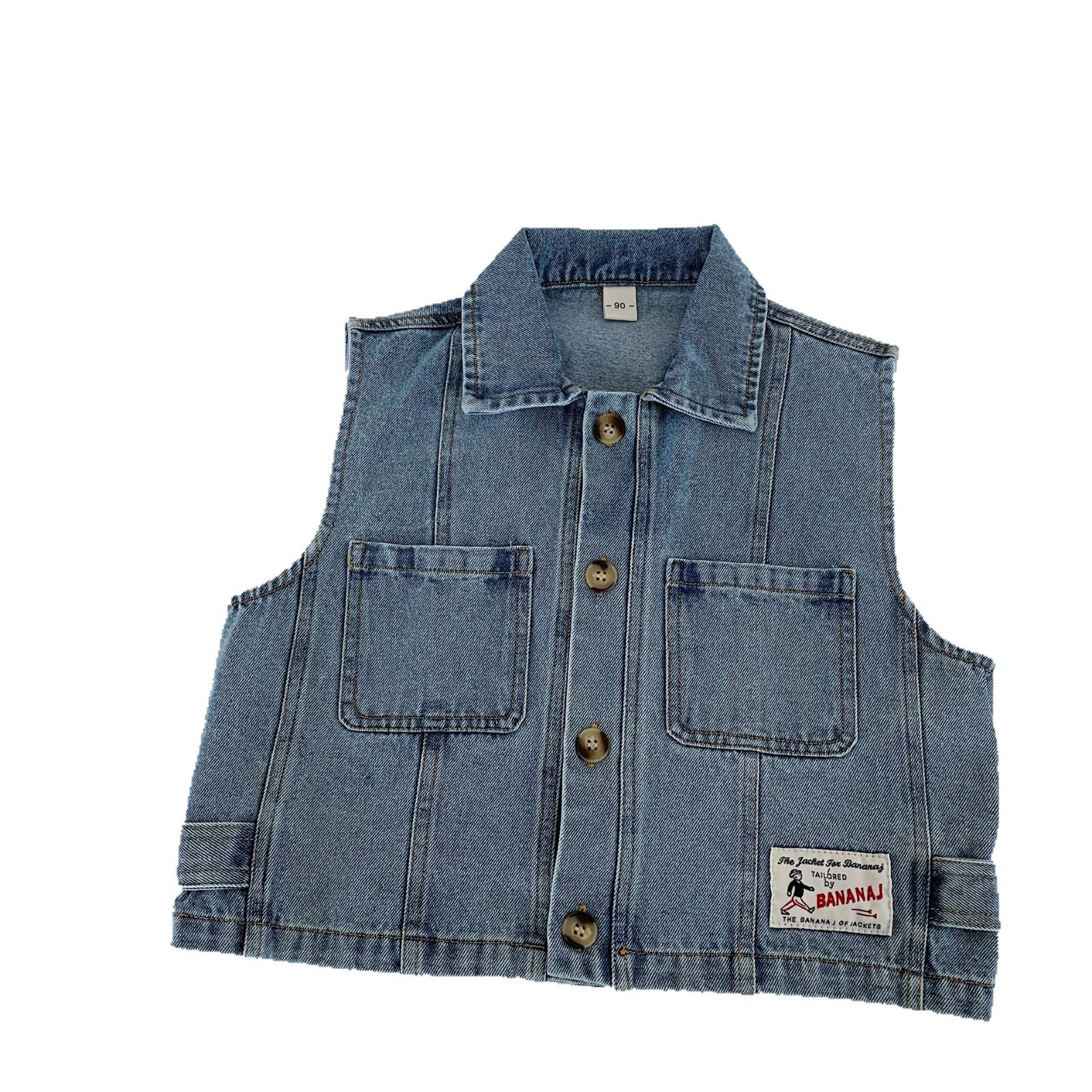Mai Bao chaleco de niños 2025 nuevo estilo coreano de ropa de otoño para niños vaqueros de estilo masculino y femenino chaleco de bebé ropa infantil al por mayor