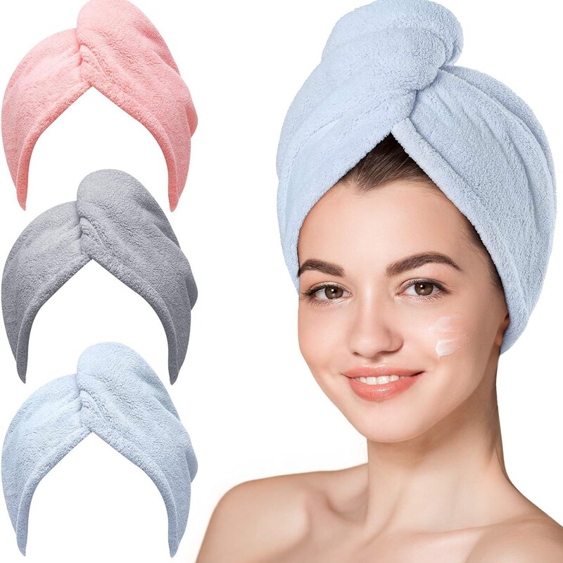 Microfiber hair towel wet hair scarf dry hair wrap towel curly hair anti-frizz absorbent twist hair scarf drying cap