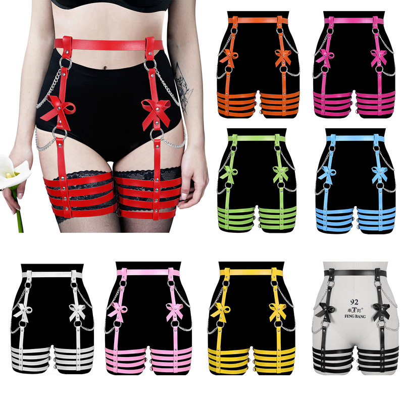 Sexy Garter Belt with Bow, Thigh Strap, Punk Belt, Nightclub Performance Decorative Garter Belt