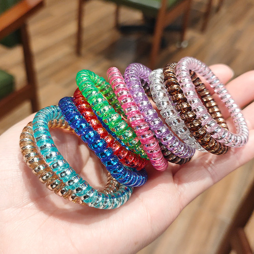 Hot-selling Korean style hair accessories gold and silver fine phone cord hair band bracelet rubber band 2 yuan store stall hair tie rope batch