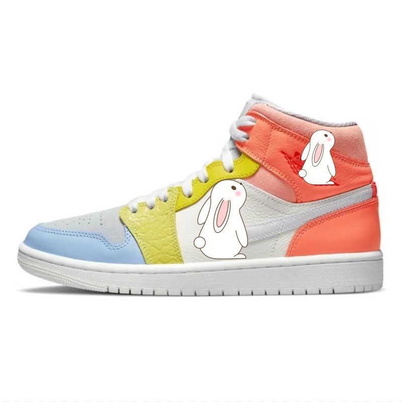 조 1 미드탑 컬러 스티치 레드 화이트 옐로우 DJ6908-100