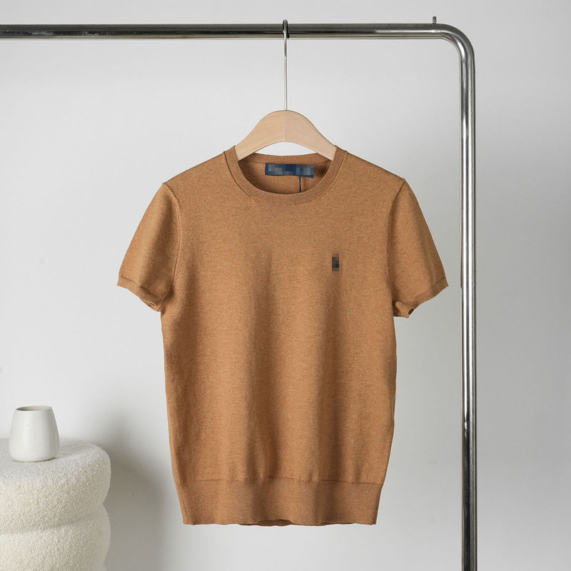 Rl Ralph Lauren Classic Embroidered Horse Logo Women's Slim Fit Crew Neck Knitted Pullover Short Sleeve T-Shirt Rl Ralph Lauren Classic Embroidered Horse Logo Women's Slim Fit Crew Neck Knitted Pullover Short Sleeve T-Shirt