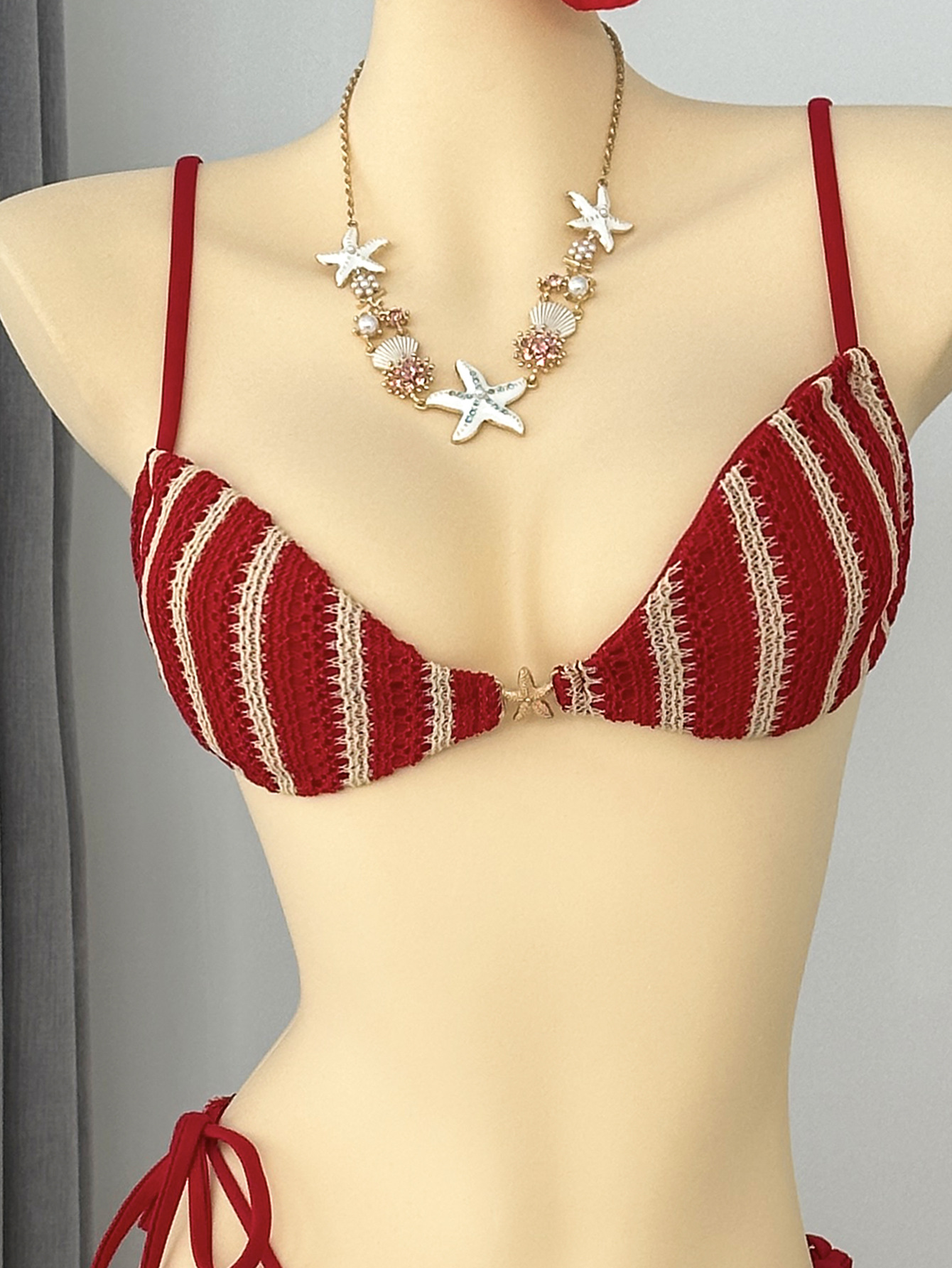 Gestreiftes Bikini Set Damen, 4-teilige Bademode Für Den Strand_voghion.com