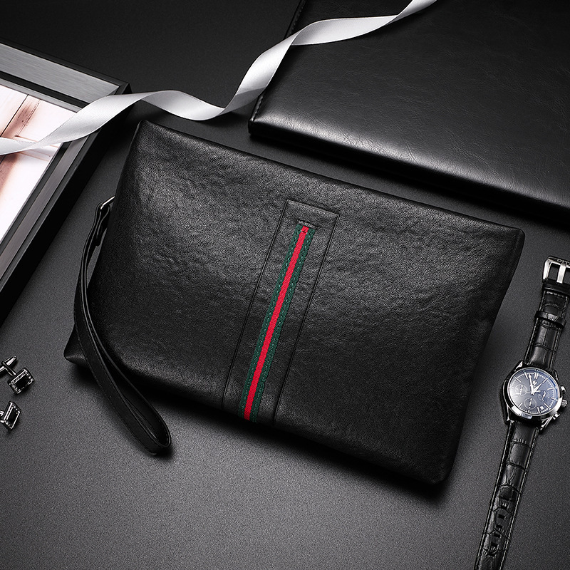 New Men's Bag Fashion Men's Handbag Genuine Leather Luxury Simple Men's Clutch Top Layer Cowhide Casual Envelope Bag