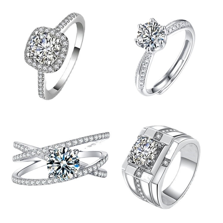 Xiaohongshu High Carbon Diamond Hearts Eight Arrows For Women One Carat Simple Six-Prong Wedding Ring TikTok Live Source_voghion.com