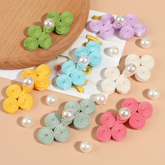 Pearl Three-Round Disc Buttons Tangzhuang Cheongsam Buttons National Style Hand-Stitched Fabric Badges Retro Chinese Formal Dress Decorative Accessories
