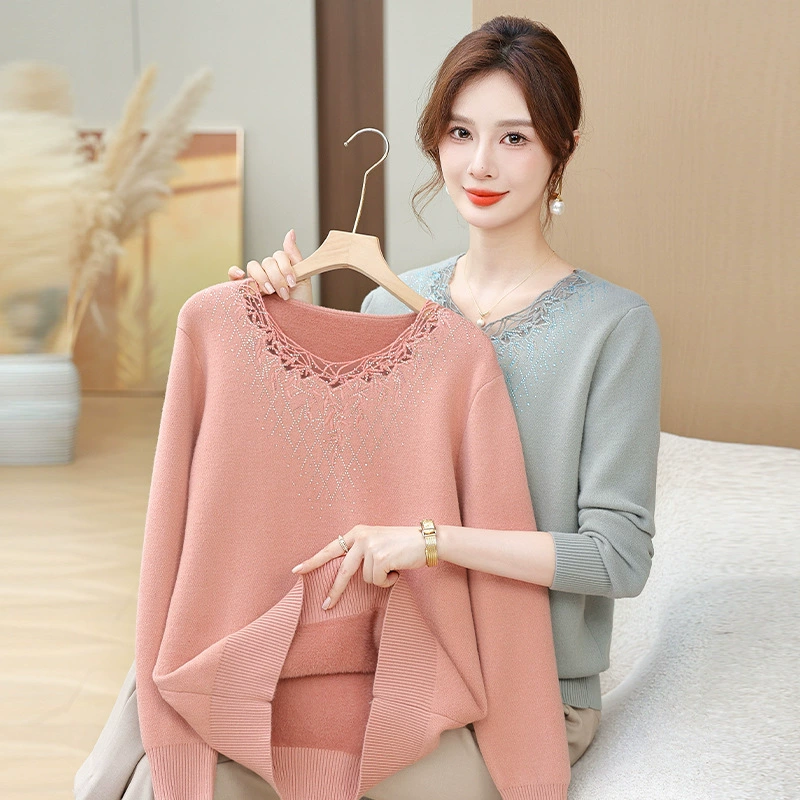 Мама одеваются осенью и зимой новый темперамент с круглым вырезом