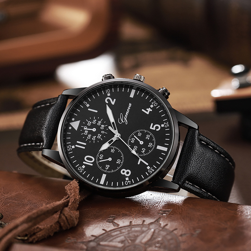 Nueva moda Geneva reloj de Ginebra negocio de dos ojos reloj de hombre caja de aleación fabricante al por mayor