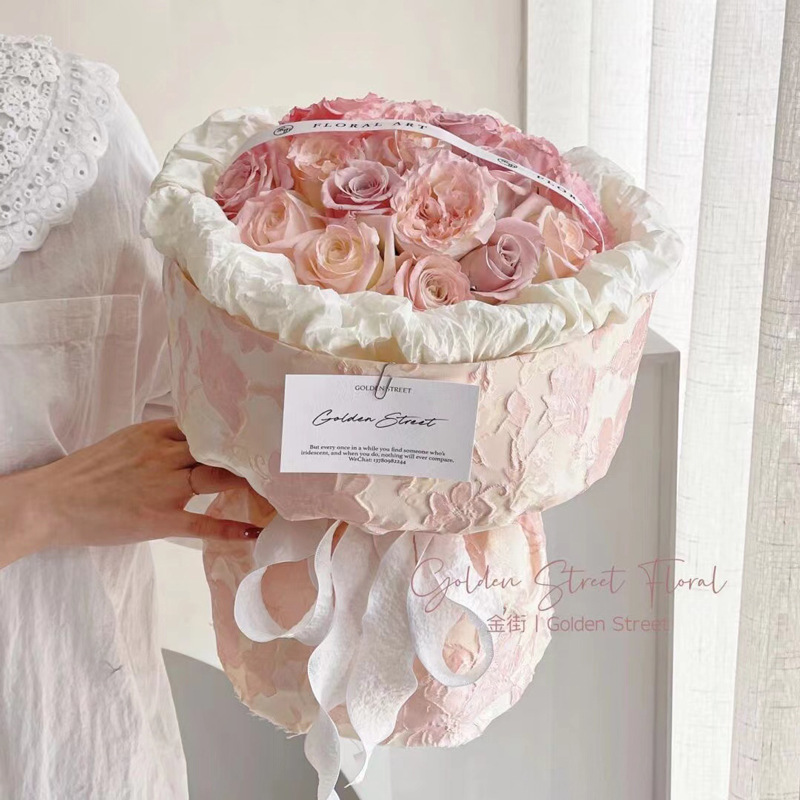 Nueva ola cinta plisada espina de pescado cinturón de hilo de oreja flor tienda de flores embalaje cinta pastel hornear cinturón de tela floral