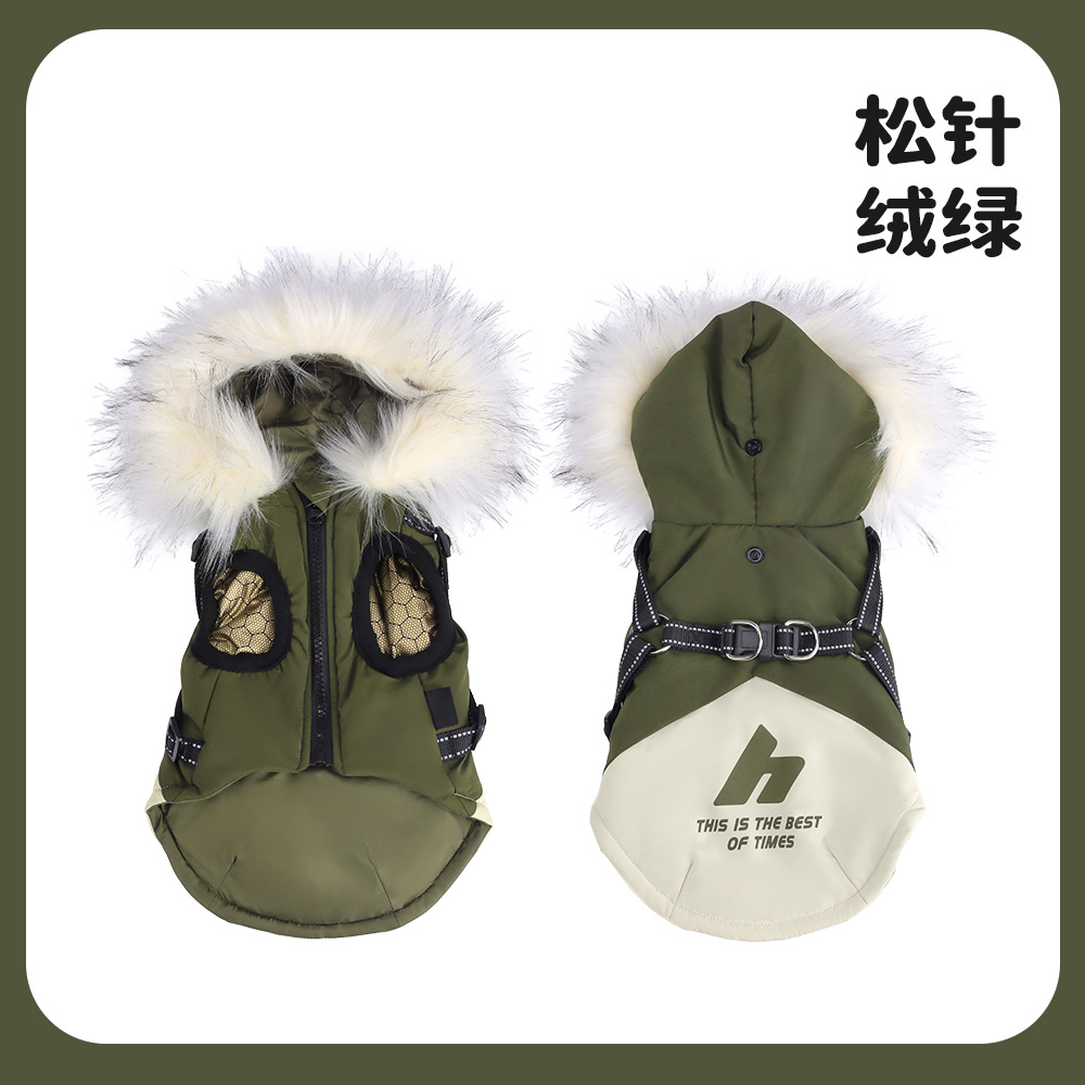 Ropa de invierno para perros con gorras de cuello de lana gruesas y cálidas que osos para perros pequeños y medianos con chaqueta de algodón gruesa.