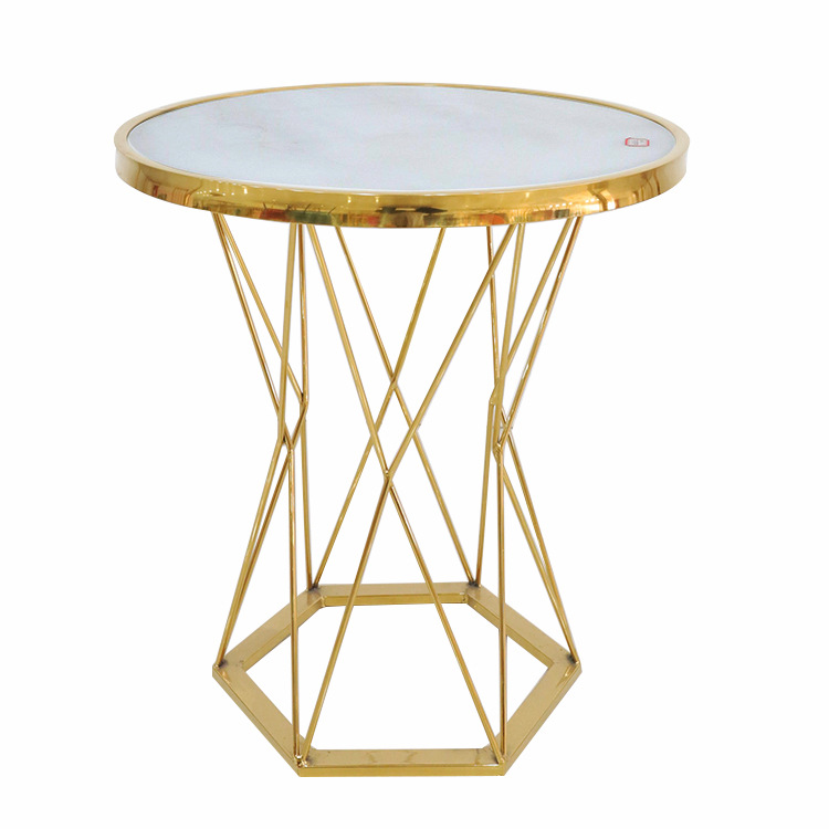 mesa de café nórdica lateral chapa de roca mesa de té MDF lujosa mesa de café de vidrio templado mesa redonda