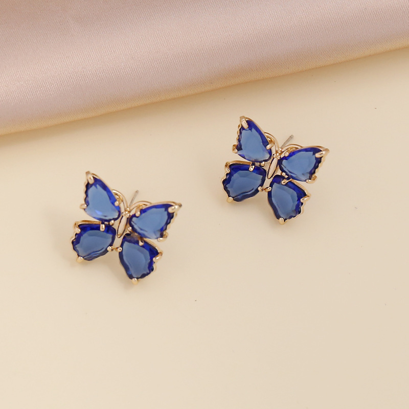 Boucle D&#39;oreille Collier En Cuivre Papillon Zircon Multicolore display picture 8