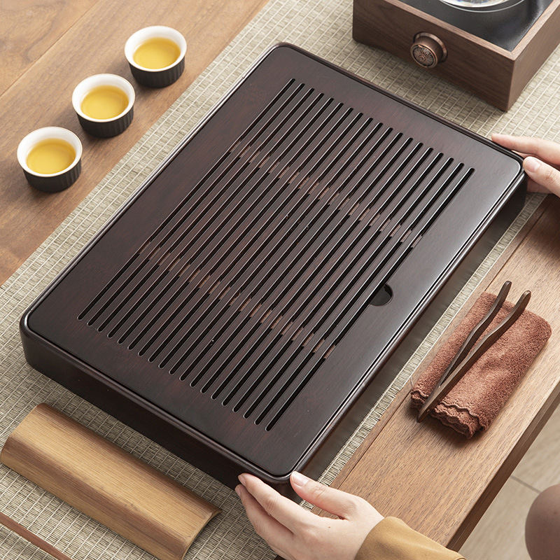 Wholesale Water-Storing Tea Tray, Bamboo Tea Table for Chinese Home Use, Rectangular Bamboo Tea Sea, Drop-Shipping