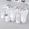 0349 Men's Boat socks white fine color strips