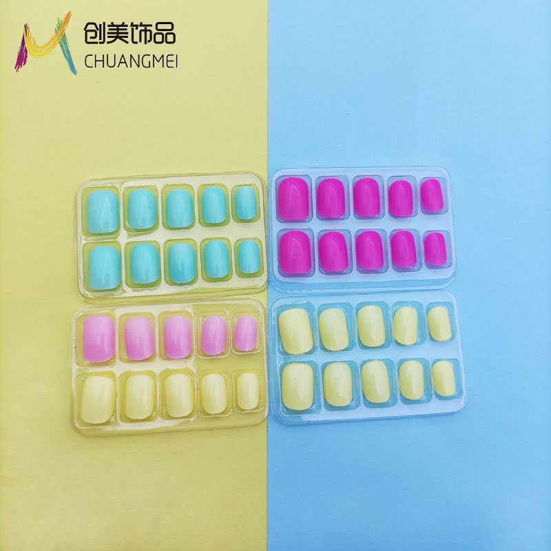 Children's Nail Stickers Full Set Wearable Nails Removable Solid Color Adhesive Nail Art Nail Tips Wholesale Wearable Fake Nails Children's Nail Stickers Full Set Wearable Nails Removable Solid Color Adhesive Nail Art Nail Tips Wholesale Wearable Fake Nails
