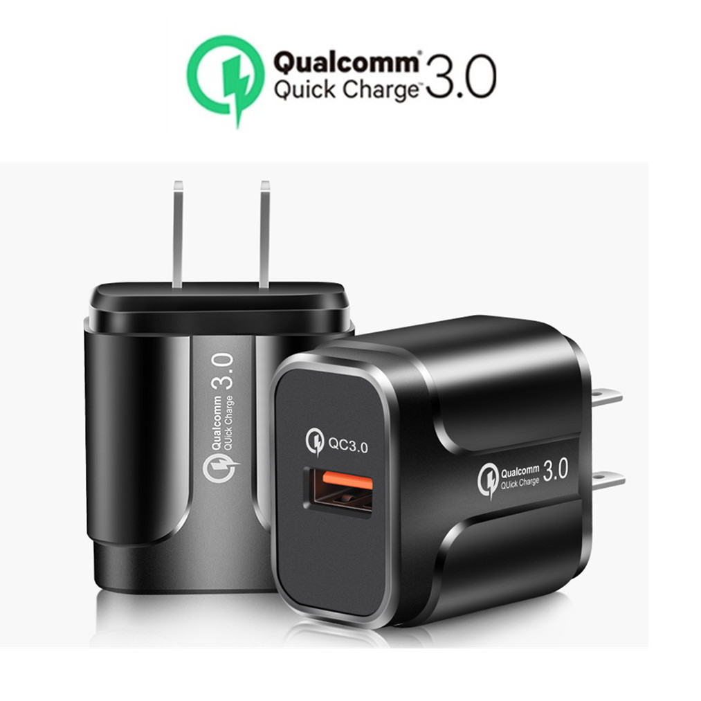 Încărcător de telefon mobil Qualcomm QC3.0 cu flash rapid, cap de încărcare pentru călătorie 5V/3A, standarde europene și americane_voghion.com